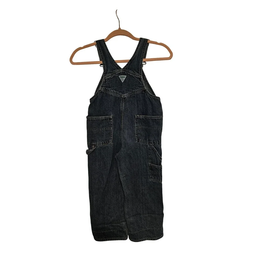 Vint OshKosh Bgosh Kids Blue Denim  Overalls Size 5 Dark Wash Adjustable‎ Straps
